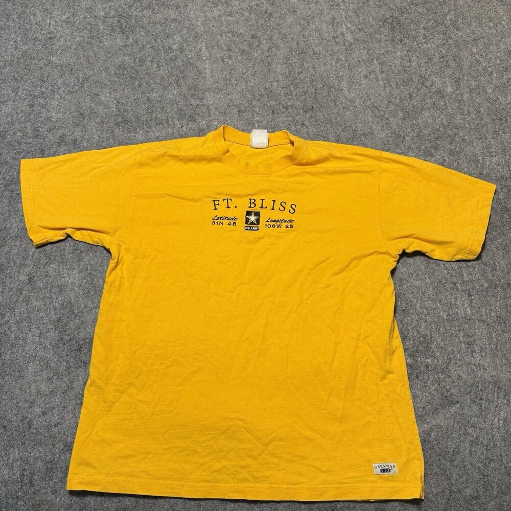 VTG 90s Oarsman Fort Bliss US Army Shirt Large Made In USA Coordinates